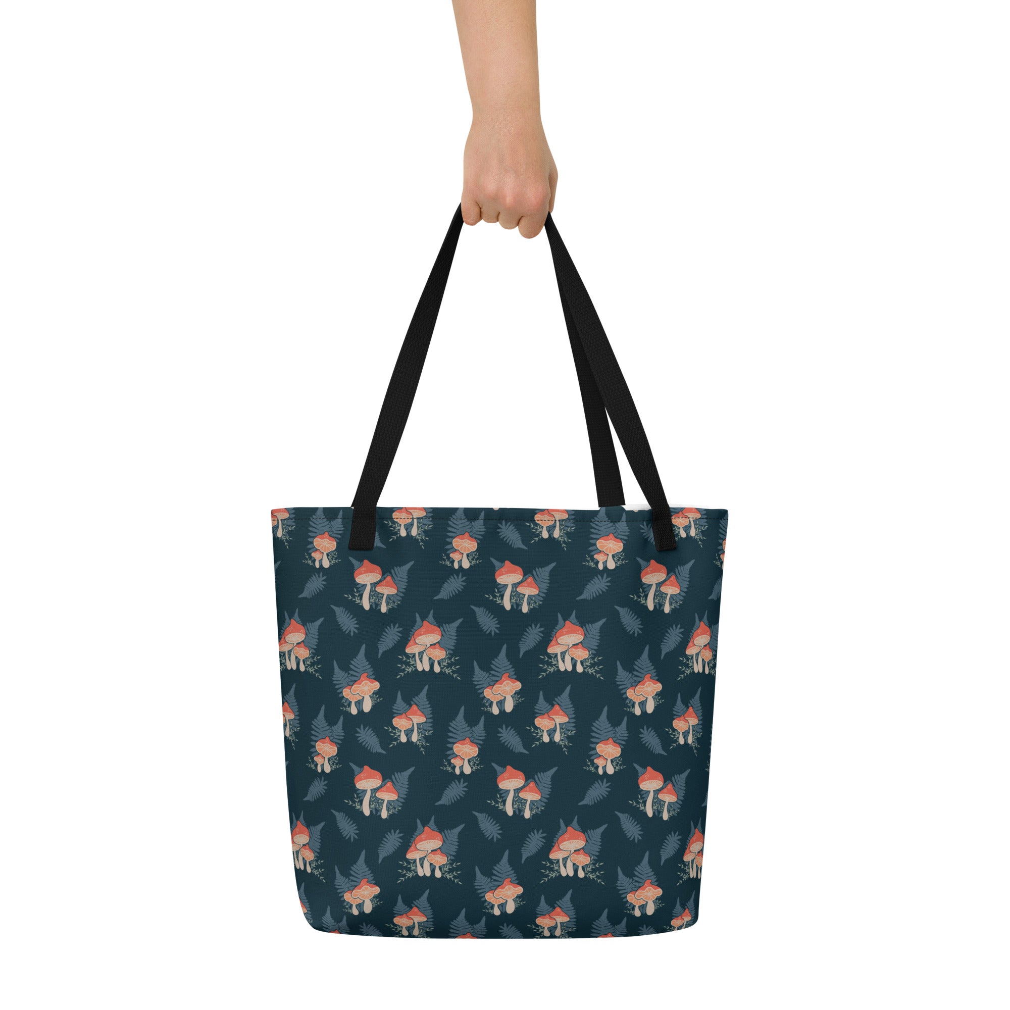 Fern & Fungi Deluxe Market Tote: A Whimsical Mushroom Forest