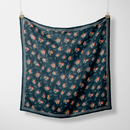 Mysterious Mushrooms Silk Scarf: Forest Magic in Navy and Coral