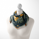 Celestial Blooms Silk Scarf: Starry Night Sky with Mustard Yellow Flowers