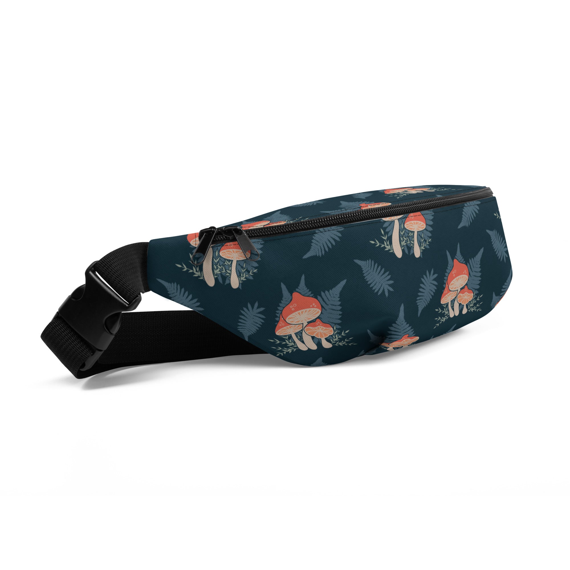 Navy and Coral Mushroom Fanny Pack: Forest Friends