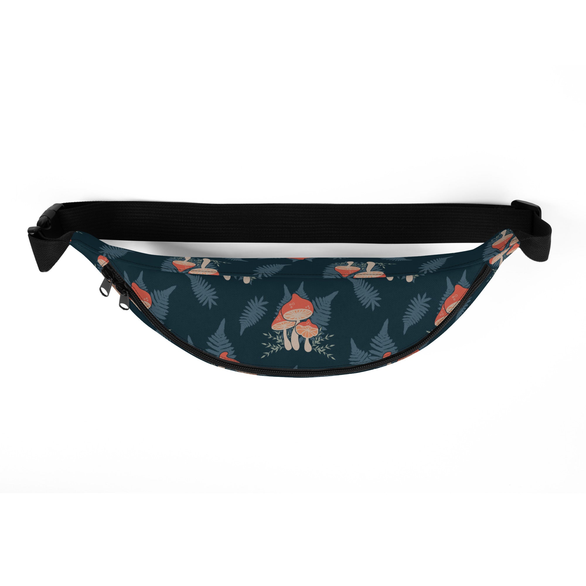 Navy and Coral Mushroom Fanny Pack: Forest Friends