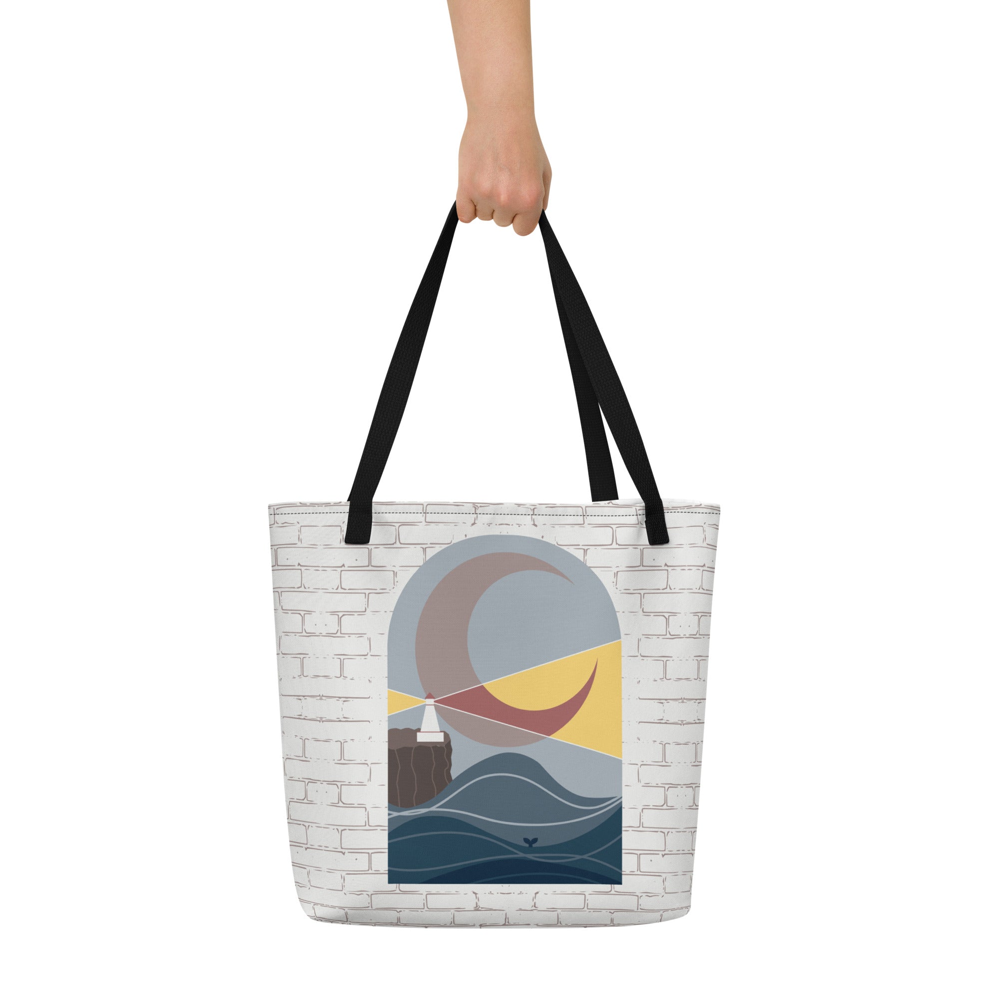 Lighthouse & Moon Deluxe Market Tote: Coastal Dreams