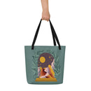 Hand holding Deluxe Market Tote Bag with Strange Portals print by Sky Blossom Studio