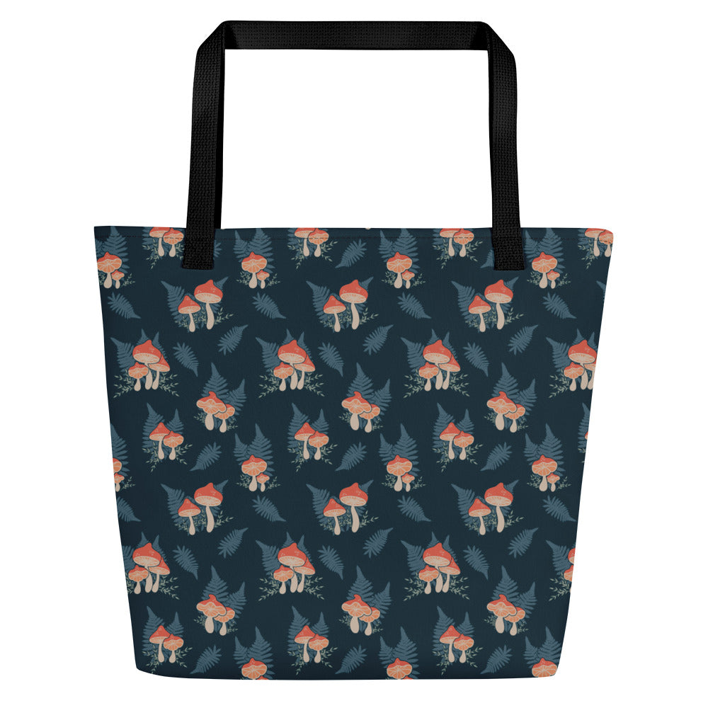 Fern & Fungi Deluxe Market Tote: A Whimsical Mushroom Forest