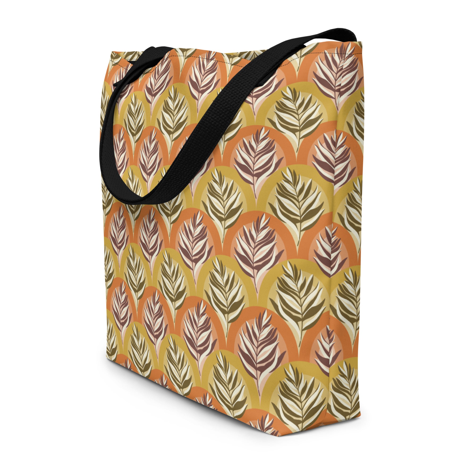 Groovy Vibes Fans & Ferns Deluxe Market Tote: 1970s Retro Market Essential