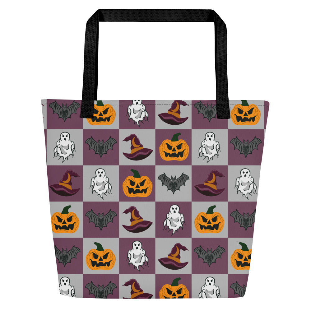 Haunted Checkerboard Deluxe Market Tote: Because Everyday is Halloween