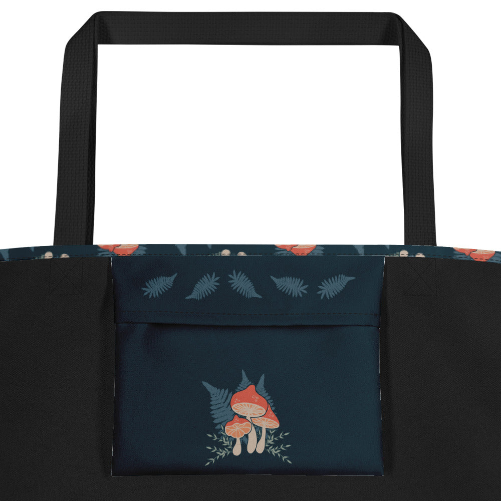 Fern & Fungi Deluxe Market Tote: A Whimsical Mushroom Forest