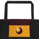 Maroon and Gold Crescent Moon Deluxe Market Tote: A Witchy Night Sky