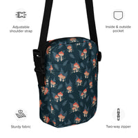 Ferns & Fungi Crossbody Bag: A Playful Navy & Coral Mushroom Forest