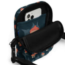 Ferns & Fungi Crossbody Bag: A Playful Navy & Coral Mushroom Forest